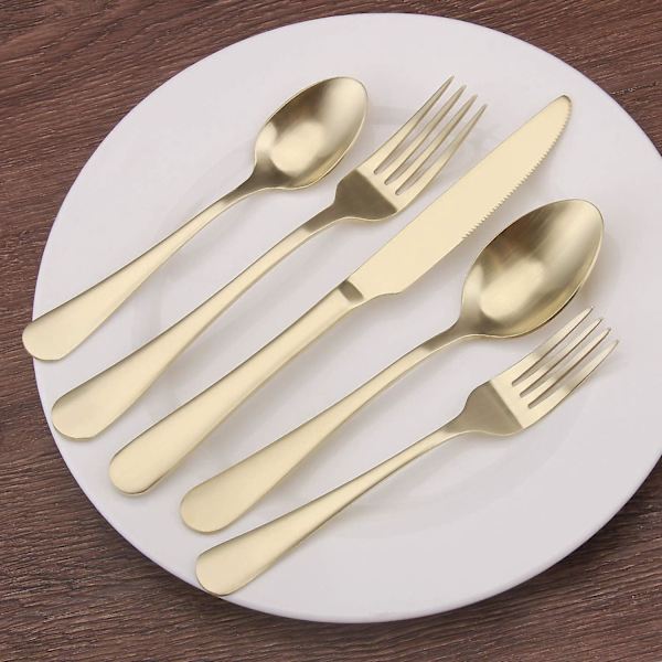 Satin rustfrit stål 5-delt bestiksæt til hjemmet og restauranten