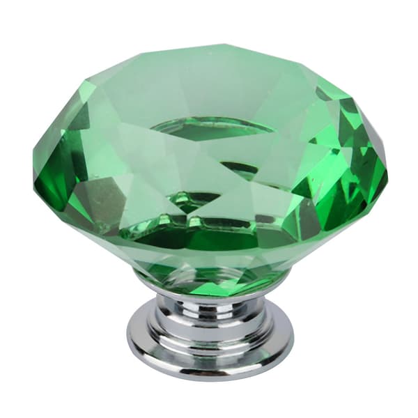 1 st Kristallglas Diamantform Lådknapp Skåpsdrag (701 A-40 grön)