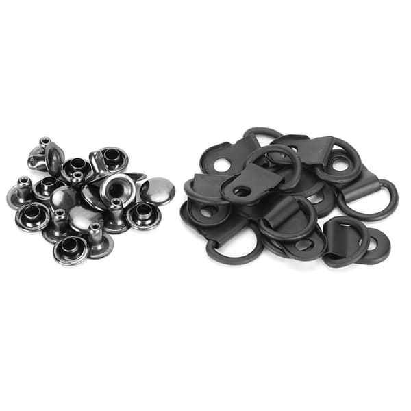 100 sæt snørebåndskrog D-ring øjespænde messing sko læder DIY nitteværktøj mat sort 9x14mm