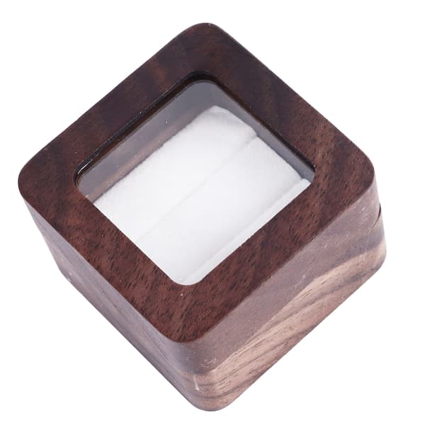 Dubbel ringbox i trä med transparent lock för bröllopsceremoni, förlovning och frieri