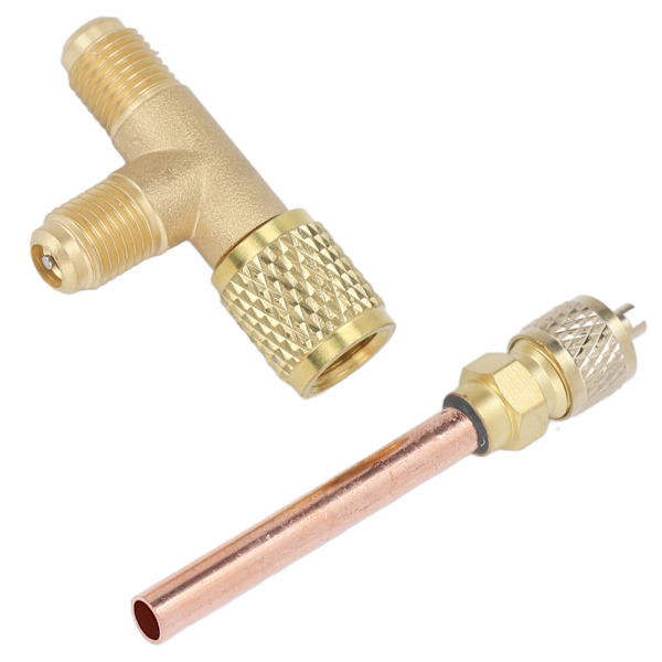 1/4 tum SAE T-adapter Inbyggd ventilkärna Snabbanslutning dubbel tätning för R22 R12 R134 vakuummätare