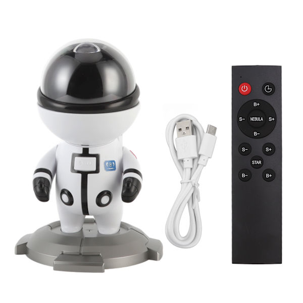 Stjerne LED nattlys projektor USB astronaut stjerneprojektor lampe RGB omgivelsesprojeksjonslys barn bursdagsgave hvit