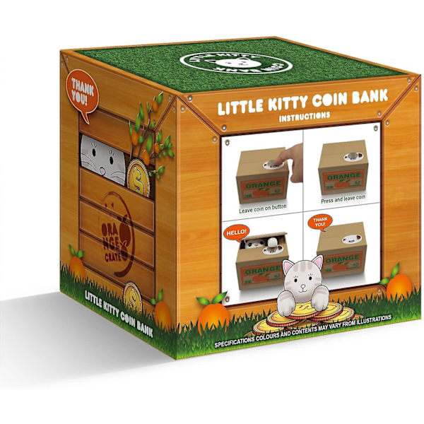 Myntstjelende Kattboks - Hvit Kitty Spargris