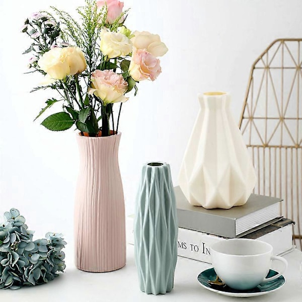 Nordisk modern anti-fall vas, splittringsäker lättviktsvas hög blomkruka modern design geometrisk dekorationsvas vardagsrum korridor bröllop a