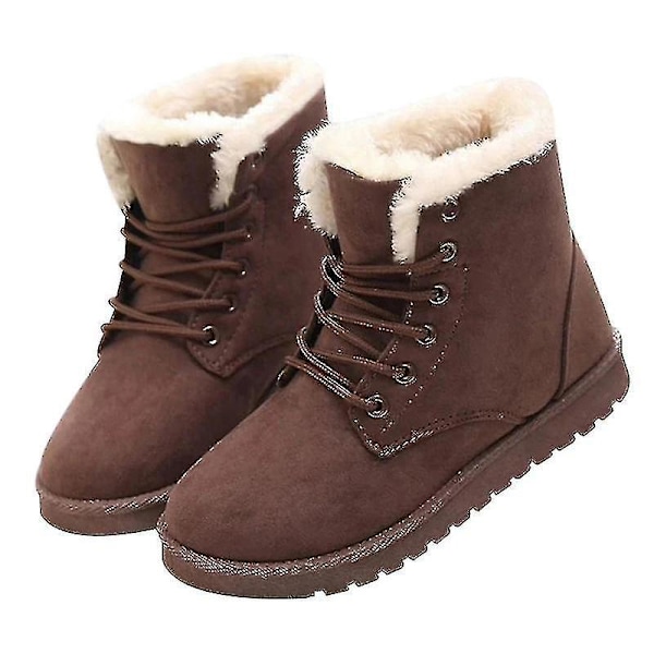 Mysiga Bruna Vinterankelboots för Kvinnor