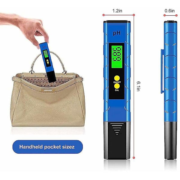 Digital PH-mätare, Digital LCD Vattenkvalitetstestare, 0.01 Ph Noggrannhet, Mätområde för 0-14 Ph, för Dricksvatten, Akvarier, Hydroponik, Simning