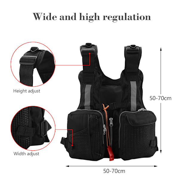 Voksne Redningsvest Redningsvest med Whistle Swimming Fishing Drivdragt (sort)