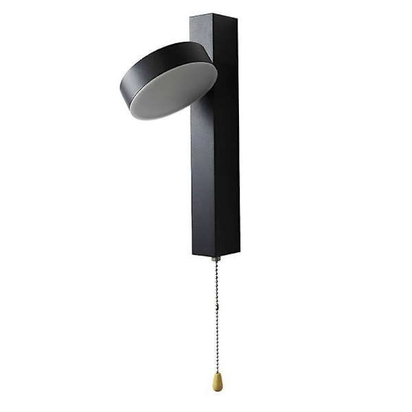Svart Innendørs Vegglampe, LED Moderne Vegglampe 7W, Trekksnorbryter, LED Vegglamper Innendørs Lys for Soverom, Stue 1 PAKKE