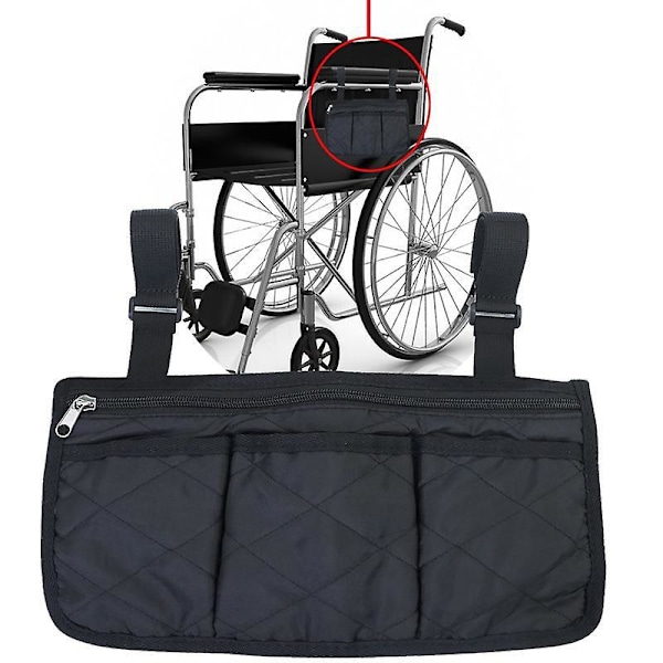 Tilbehør til kørestolsarmlæn, sidetasker til ophængning på siden med lyse linjer, vandtætte sorte opbevaringslommer til rollator, fars dags- og mors dags-gaver til hjemmet/