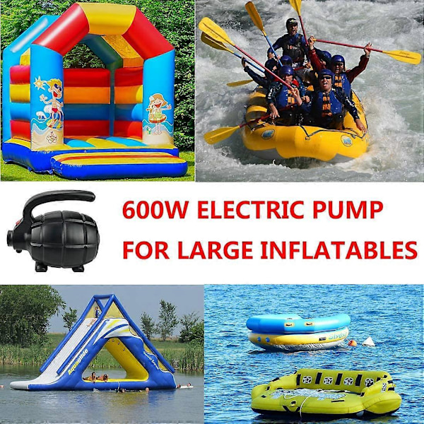 Elektrisk pumpe til oppustelige ting Luftmadras Pumpe Luftseng Pool Legetøj Flåde Båd Hurtig Elektrisk Luftpumpe Sort (AC Pumpe(600W))