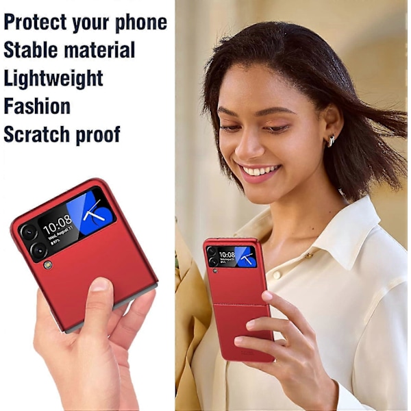 Puhelinkotelo Samsung Galaxy Z Flip 4:lle, Erittäin Ohut Mattapintainen PC-kotelo matkapuhelimelle ja älypuhelimelle Galaxy Z Flip 4:lle (2022), Punainen