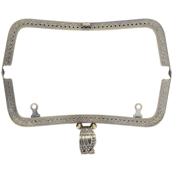 Metallveske Ramme DIY Kyss Clasp Lås Retro Preget Håndtak Maskinvare Tilbehør 20cmBronse B01-027—00476