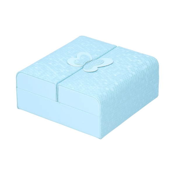 Smykkeæske Fashionable PU Læder Halskæde Vedhæng Ørering Organizer Display Case 15x15x6.5cmBlå