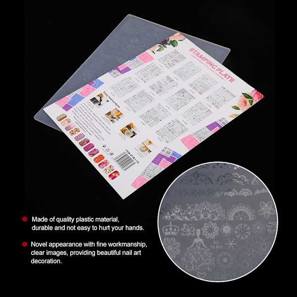 Nail Art skabelon Stencil Manicure Stempling Polish Billede Plast Print Plade XY b02