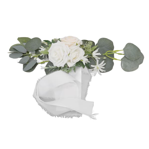 Bröllopsstolsblomma Vit Bröllopsstol Ryggdekoration Konstgjorda Blommor för Festfotografering