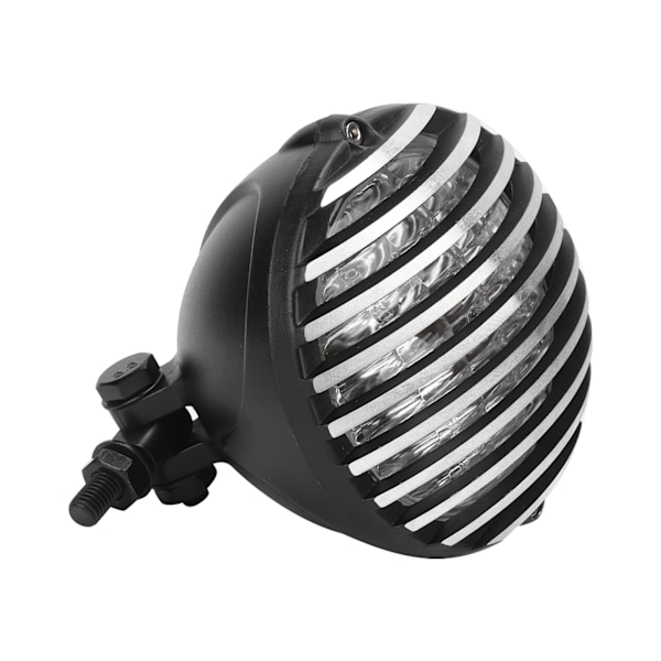 Motorcykel LED-strålkastare Retro Transparent Lins Modifiering med Golden Grille Guard 12V