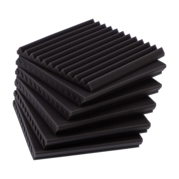 12 stk. akustiske skumpaneler Brandsikker lydabsorbering til KTV Recording Studio 30x30x2,5 cm Sort