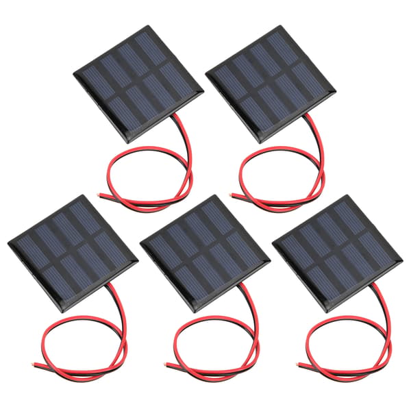 5 stk. mini solcellepanel strømforsyningsmodul med 30 cm rød svart linje DC2V 150mA