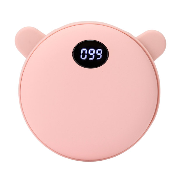 Ladattava kädenlämmitin, söpö karhu, 5200 mAh, 3 lämpötila-asetusta, taskukokoinen sähkökädenlämmitin puhelimelle, tabletille, talvi, vaaleanpunainen karhun korvat