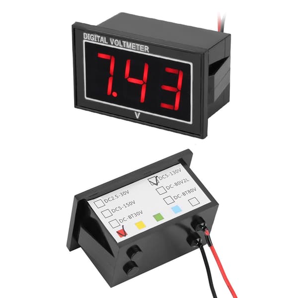 1 stk. digital 0,56″ LED-skjerm vanntett voltmeter DC spenningsmålerpanel (5-130V, rød)