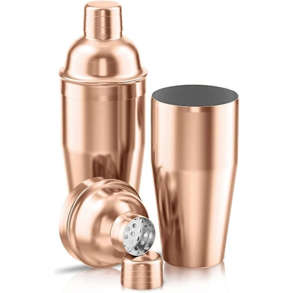 Cocktail Shaker, Martini Shaker, Fødevaregodkendt Rustfrit Stål Martini Mixer, Drikkevare Shaker (Rosaguld)