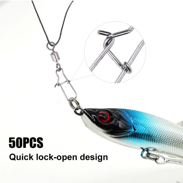 50 STK 2# 4# 5# 6# 8# Fishing Connector Pin Bearing Rolling Swivel Rustfrit Stål