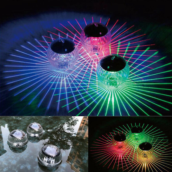 Kelluva allasvalo, aurinkoallasvalo, 2 kelluvaa LED-valoa automaattinen RGB-värinmuutos vedenpitävä pallolamppu aurinkovoimalla toimiva upotettava LED-valaisin lammikkoon