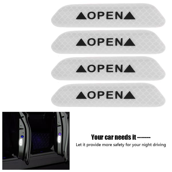 4 kpl itseliimautuvia auton oven heijastavia varoitustarroja turvanauhatarrat (valkoinen)