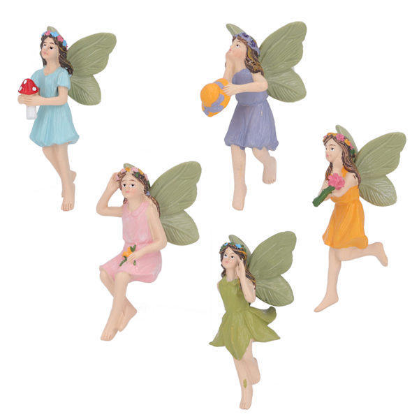 5 st älvor figurer handmålade retro stil bedårande levande hartsmaterial mini älva trädgårds prydnad för utomhus