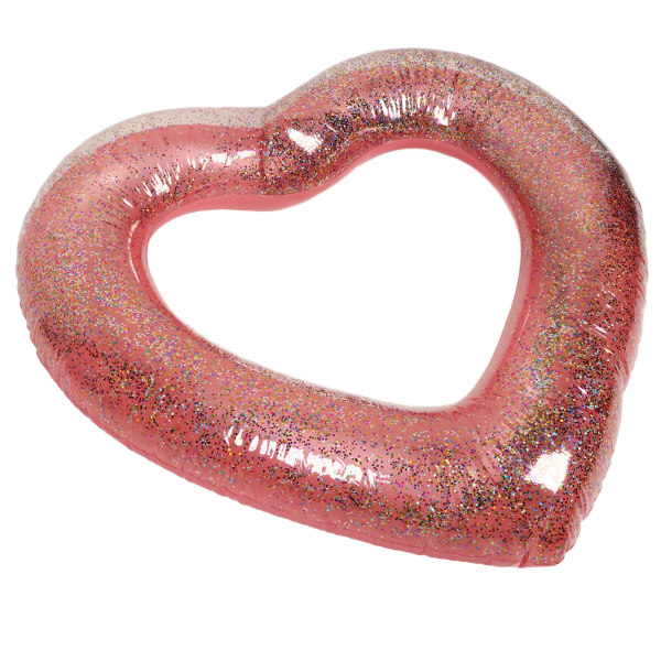 Ruusukultaiset paljetit sydämenmuotoinen uimarengas Glitter puhallettava sydänallaskelluke lapsille aikuisille 120 cm/47,2 tuumaa