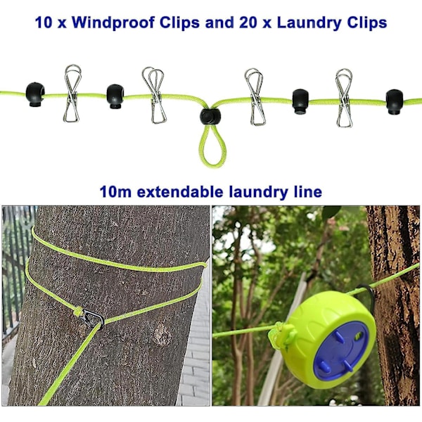 Bärbar Anti-slingrande Uteklädstreck - 10m Längd
