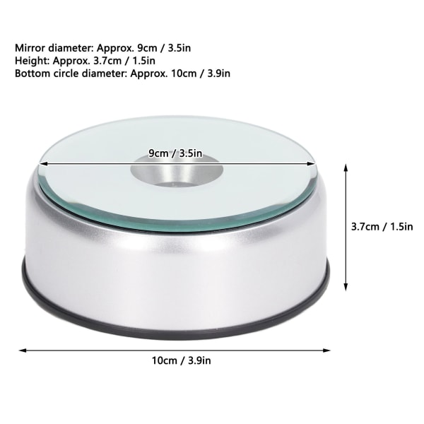 Roterende displaystativ 360° Roterende LED-lys 80 sekunder pr. omgang USB-opladning LED-displaybase til kopper krystaller