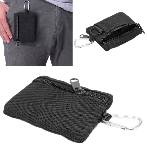 Mini bærbar EDC Molle Pung pung med karabinhage Black
