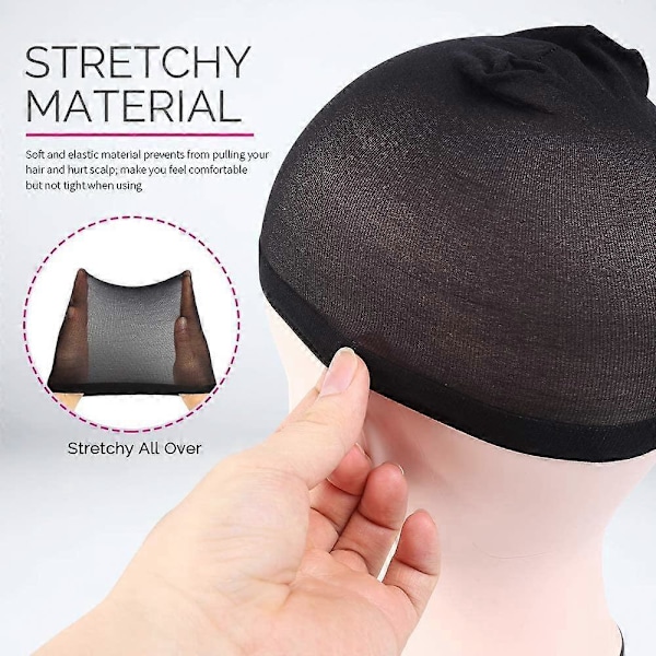 Peruknät Dam Peruknät Nylon Peruknät Elastiskt Peruknät för Kvinnor och Män Svart 6 Stycken