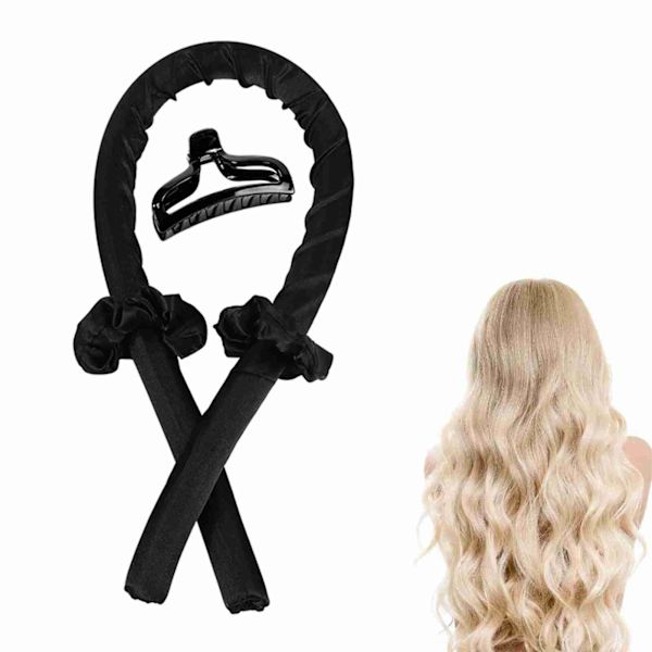 Curler pandebånd Clip sæt varmefri gummi fiksering Curling hår styling værktøj til at sove sort