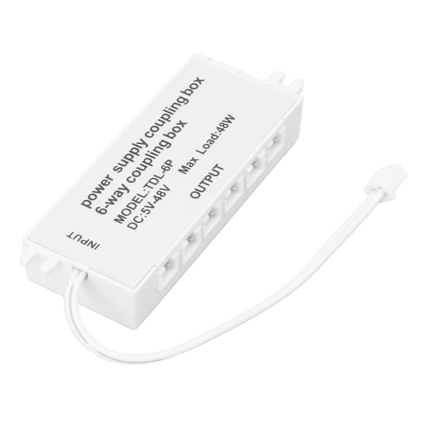 6-vägs kopplingsbox XH2.5-port 48W 5-48V Plug and Play-strömförsörjningsfördelningslåda för LED-ljus