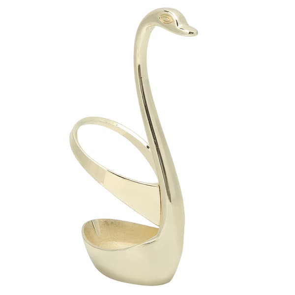 Mode Elegant Kaffe Dessertsked Bestickset med Svanhållare Hushållsbestick Guld
