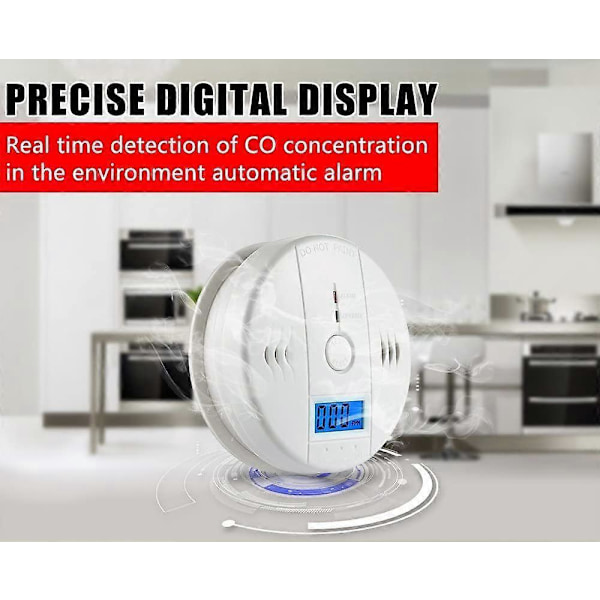 Kolmonoxid Detektor CO Alarm, HECOPRO Digital Display Kolmonoxidlarm, Utrustning för Effektdetektering