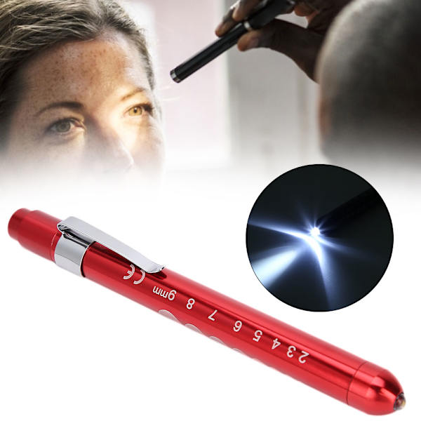 Professionel Diagnostisk Lampe Klinisk Pen Oftalmologisk Undersøgelse Pupil Check Pen Light Rød