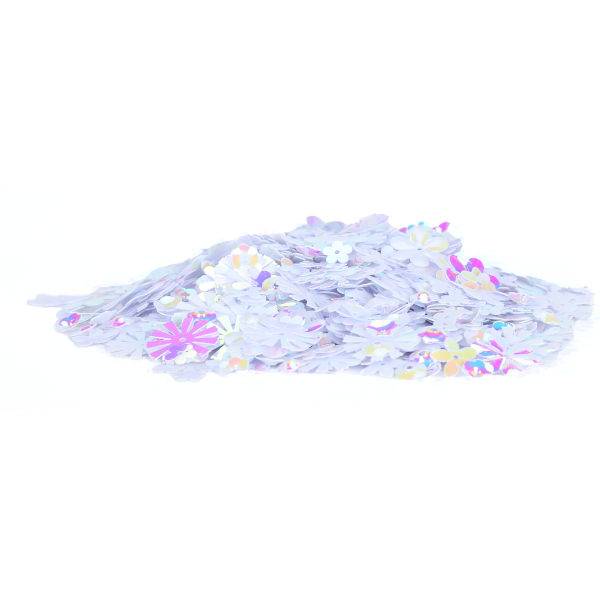 Konfetti-kukan muotoiset kimaltelevat paljetit Spanglit Juhla-hääsprille-osien koristelutarvikkeet (värikäs valkoinen)