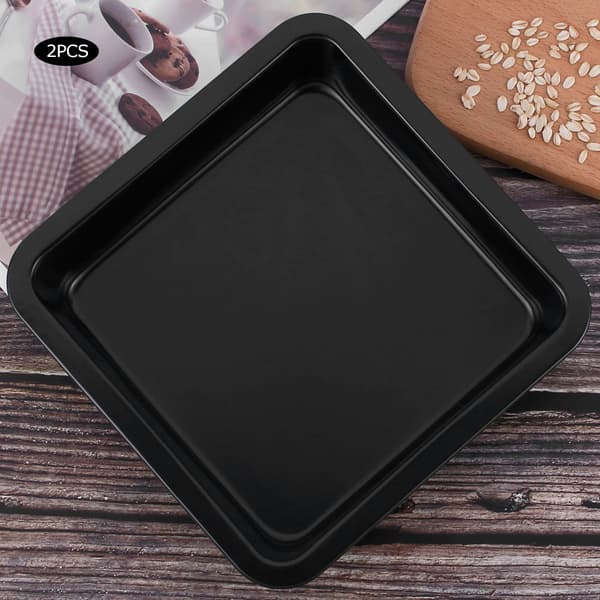 2 stk. firkantet non-stick ostekage pizzaform bageplade køkkenbageværktøj (sort)