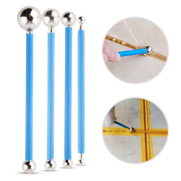 4PCS DIY Stainless Steel Polymer Clay Tools Sculpture Tool Toy Molding Balls Sticks Non Slip Durable Carving Pen