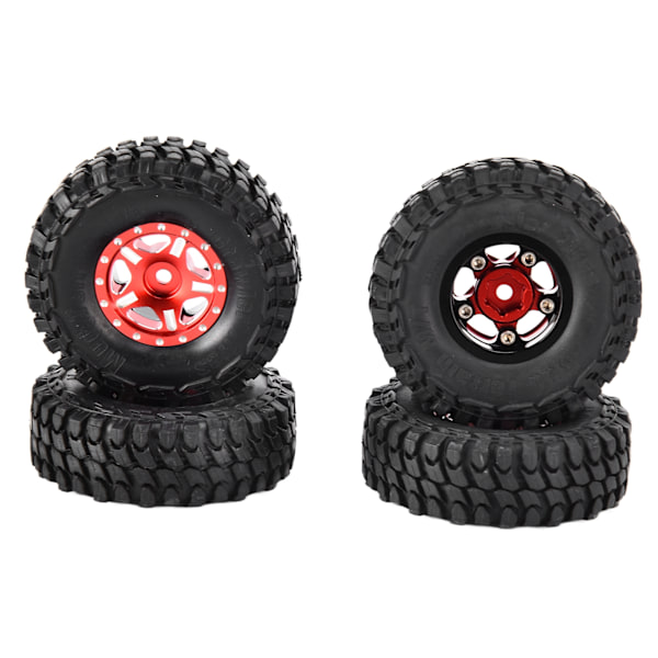 4 st 1/24 RC-bildäck i gummi, RC-fordonshjul, Crawler-bildäck för Axial SCX24 90081 AXI00001 AXI00002, röda
