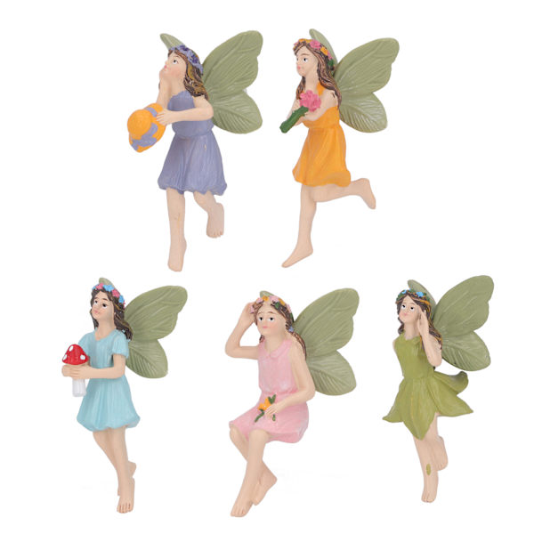 5 st älvor figurer handmålade retro stil bedårande levande hartsmaterial mini älva trädgårds prydnad för utomhus
