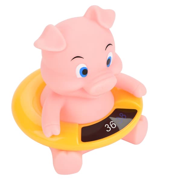 Babybadekartermometer LED-temperaturdisplay Flytende søt dyretermometer Rosa gris