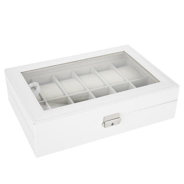12 Fack PU Läder Klockhållare Armbandsur Displayfodral Smyckespresent Förvaringsbox Organizer