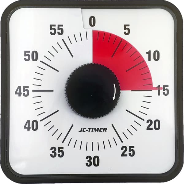 Visuell Timer STOR 60min - klasserom skole for barn 19cm svart