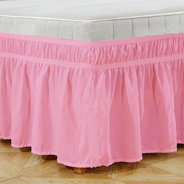 Elastisk sängkjol, tvättbar, blekningsbeständig, omslag runt sängkjol för hem, hotell, queen size