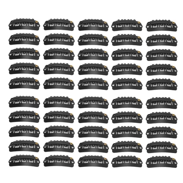 50 st Hårperukklämmor Rostfritt Stål U-formade 6 Tänder Hårförlängning Hårdelar Klämmor Svart 2,8cm