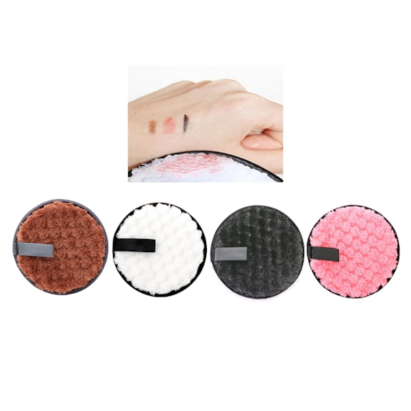 4 stk. Makeupfjernerpuder Runde Dobbeltsidede Genanvendelige Bløde Bærbare Vaskbare Makeup Mikrofiberpuder